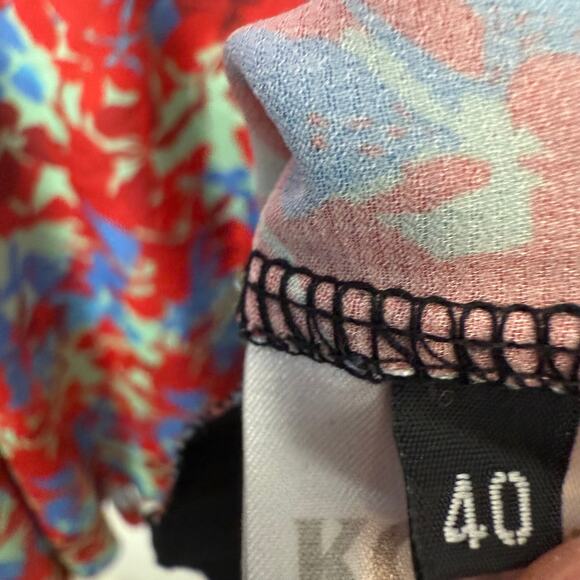 Koche Lace Trim Floral Dress Red Zip Crepe V-Neck Pockets 40 US 8 - Picture 11 of 14